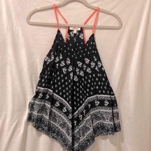 Bandana pattern tank top with orange detail